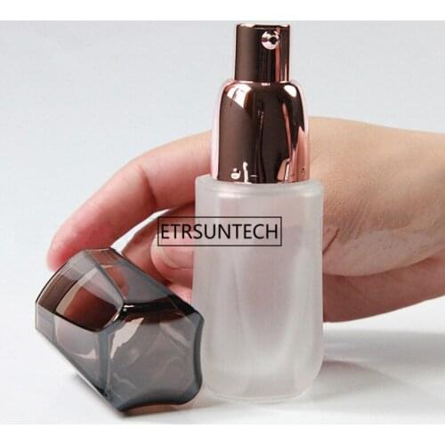 40ml emulsion Empty frosted clear glass Essential oil bottle press pump Outdoor Travel F1986