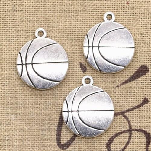 8pcs Charms Double Sided Basketball Football 18x21mm Antique Silver Color Pendants DIY Making Findings Handmade Tibetan Jewelry