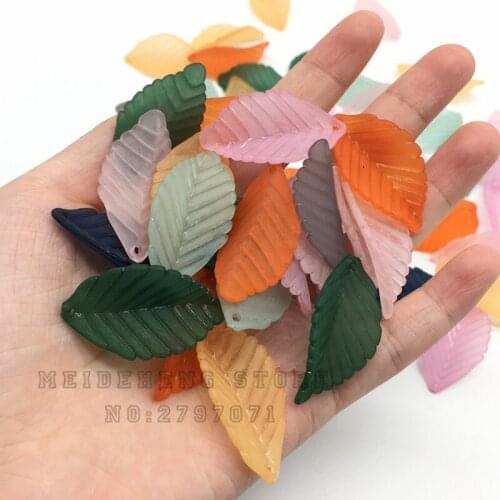 Acrylic Plastic Translucent Frosted Artificial leaves torus Beads Fit Jewelry DIY Craft Accessories 31x18mm Meideheng wholesal