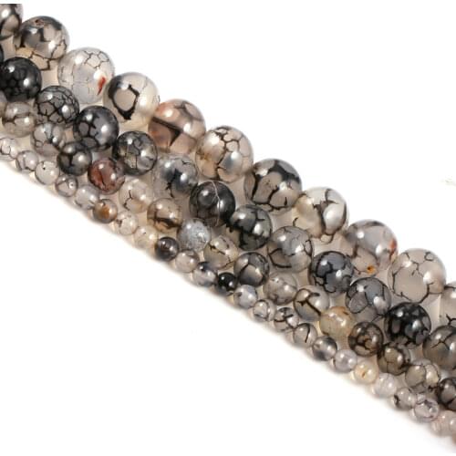 Natural Stone Black Dragon Vein Agates Beads Round Loose Beads for Jewelry Making Charm DIY Bracelet Accessories 4/6/8/10/12mm