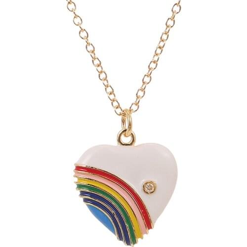 ZHINI Bohemia Ethnic Dripper Love Heart Pendant Necklaces for Women Simple Copper Plating 14K Gold Chain Choker Necklace Jewelry