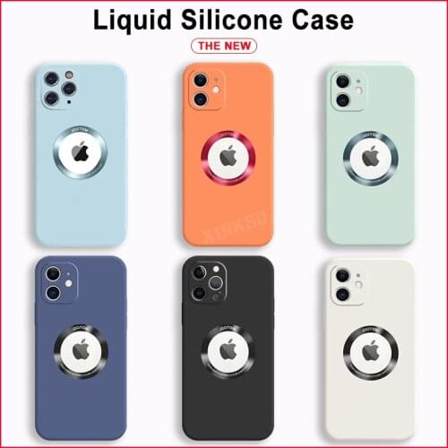 Liquid Silicone Hollow Display Phone Case For iPhone 11 12 Pro Max XS Max X XR 7 8 Plus Candy Color Camera Protection Back Cover