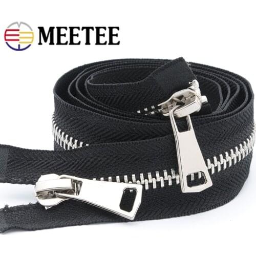 Meetee 8# 70/80/100/120cm Double Open End Metal Black Zipper Clothing Jacket Coat Outdoor Zip Repair DIY Sewing Accessories