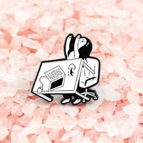 Character treason Angry Girl Enamel Brooches Turn over the workbench and Laptop Angry Girl Pins Personality Badge Jewelry gift