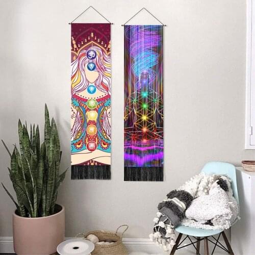 Moon Phases Tapestry Wall Art Hanging Tarot Witchcraft Tapestries HD Printing Sun Moon Tapestry Psychedelic Decor Tassel Carpet
