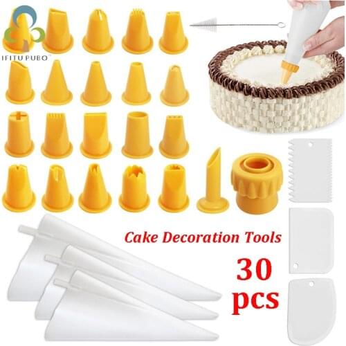 30PCS cake Pastry Nozzles For Cream Icing Piping Nozzles Confectionery Tips Silicone Bag Cake DIY Decorating Baking Tools ZXH