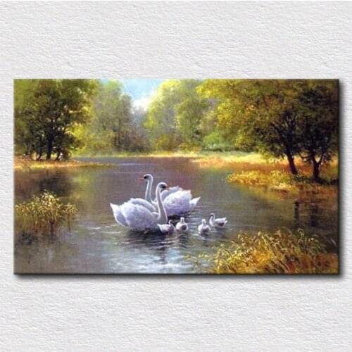 Beautiful white swan picture Hand painted white Swan painting High-end animal oil paintings at competitive prices