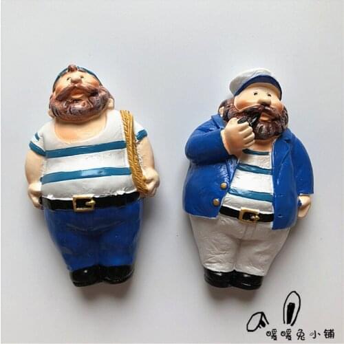 Mediterranean style sailor cute cartoon resin fridge magnet magnet