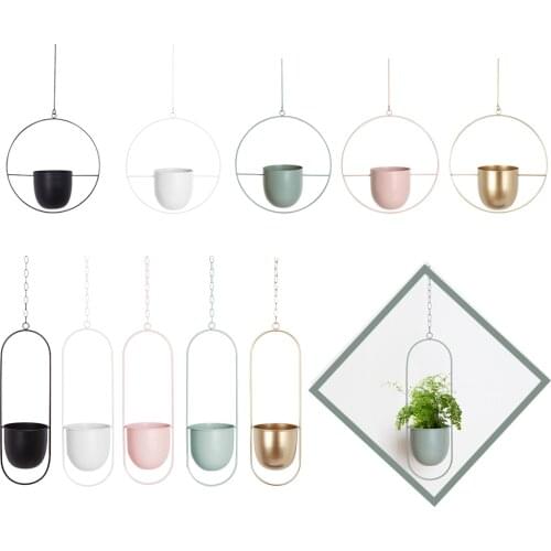 Nordic Metal Hanging Pot Plant Hanger Chain Wall Hanging Planter Basket Flower Pot Plant Holder Home Garden Balcony Decoration