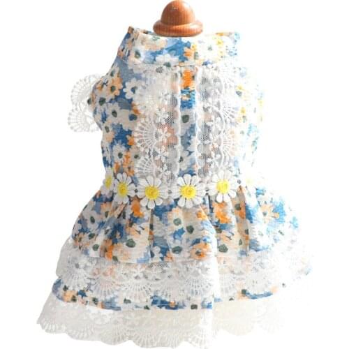 Dog Clothes Pet Clothes Dog Dress Spring Summer Season Cat Princess Dress Flower Clothes for Small Dogs Super Soft Fashion 2021