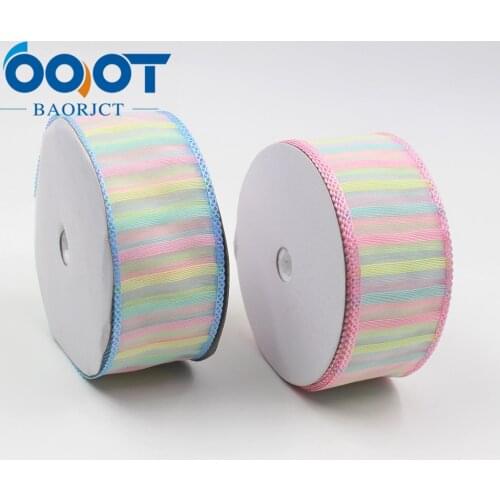 OOOT BAORJCT 38mm 20yard Colored bilateral flower transparent yarn ribbon,Wedding Accessories DIY handmade materials L-20325-186