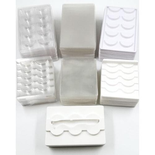 Wholesale 50/pack clear lash trays plastic mink lashes holder eyelash tray for 1/3/5 pair eyelash packaging box square case