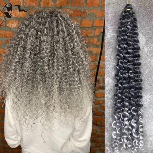 XISHIXIU synthetic Afro Curly Pre-Looped Crochet Braids Hair Extension Freetress Twist Silver Grey 80g Deep Twist Hair Braiding