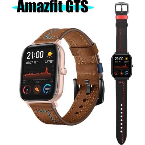 Genuine Leather watchband for xiaomi huami Amazfit GTS 2 straps smart soft wristband belt metal buckle bracelet for haylou LS02