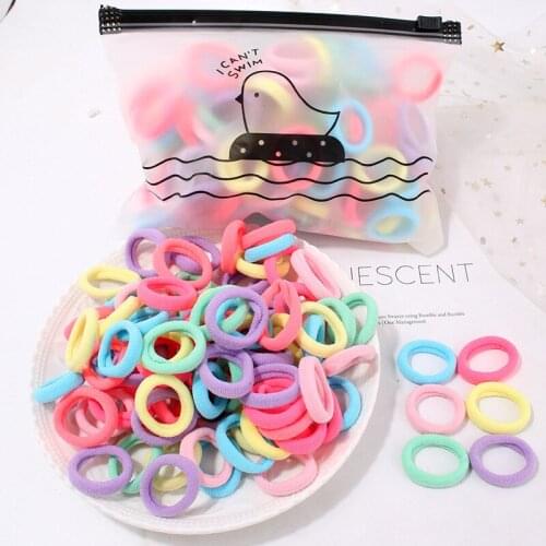 100pcs Elastic Hairbands Children Girls Ponytail Holder Scrunchie Rubber Band Headband Hair Ties Candy Color Hair Accessories