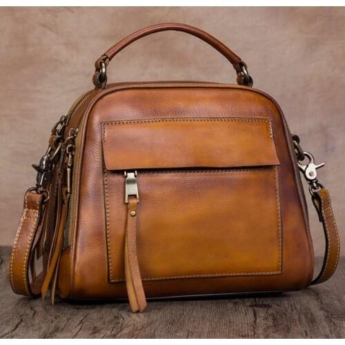 Genuine Leather Womens Handbag Vintage Female Shoulder Messenger Bag Ladies Retro Leather Small Bags 2020 New Square Sling Bags