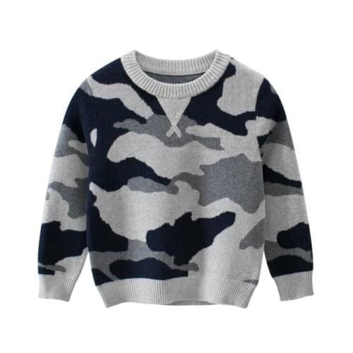 1-9Yrs Spring Children Boys Caoumflage Sweater Warm Autumn Boys Long Sleeve Knitted Tops Outfits