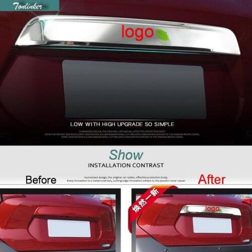 Tonlinker Exterior Car tail gate Cover Case Stickers for Nissan KICKS 2016-17 Car Styling 1 PCS stainless steel cover sticker