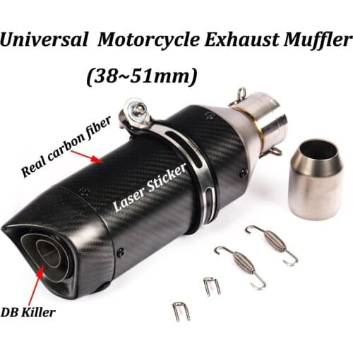 Universal 51mm Motorcycle Exhaust Muffler Modified With Original Brand Sticker DB Killer Carbon fiber Moto Escape For FZ6N FZ6