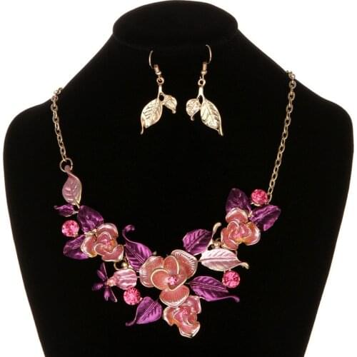 ADOLPH Vintage leaf flower Choker Necklace With drop Earring Vintage Wedding Jewelry Set Statement Accessories Bijoux New AHT34