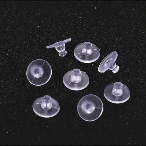 100pcs 11x6mm Bullet transparent Stopper plastic soft silicone Back ear plug Cap earplugs diy earrings jewelry accessories