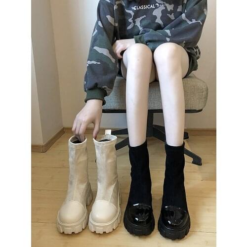 Womens Mid Calf Boots Boots-women Shoes Round Toe Booties Ladies Luxury Designer Low Heels booties 2020