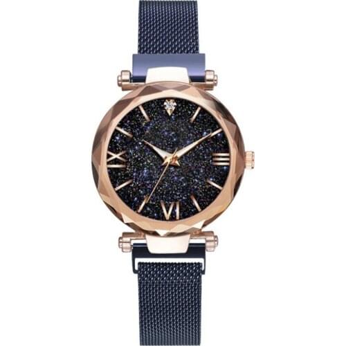 Women Watch Elegant Temperament Magnet Fashion Quartz Watch Buckle Starry Sky Roman Numeral Watch For Women Gift For Ladies