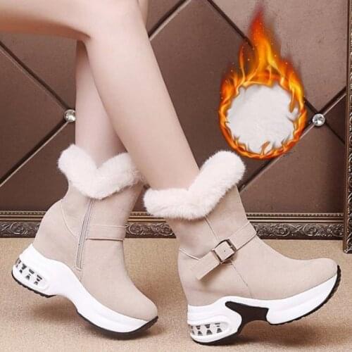 Women Winter Boots Furry Fur Platform Snow Boots Hight Increase Ankle Boots Thick Warm Female Shoes Winter Sneakers Ladies Boot