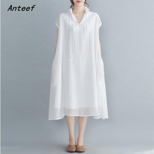 Short sleeve chiffon vintage dresses for women casual loose woman summer dress elegant clothes 2021 sundress
