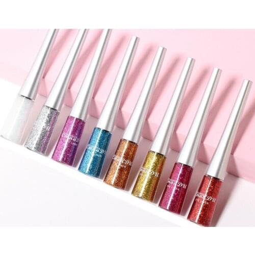 16 Colors Liquid Eyeliner Color Shiny Glitter Powder Eyeliner Non-smudge Quick-drying Long Lasting Eyeliner Makeup Beauty QBMY