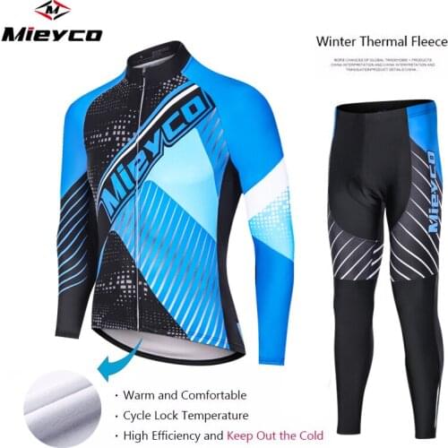 Winter Cycling Jersey Bike Pants Suit Long Sleeve Ropa Ciclismo Hombre Invierno Men Thermal Fleece Bicycling Maillot Clothing