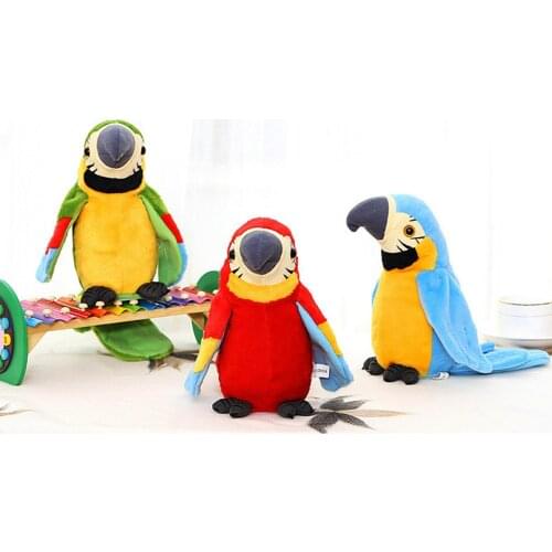 1PC Talking Stuffed Parrot Repeat Electronic Bird Speaking Pet Waving Wings Plush Miniature Interactive Animated Gift for Kids