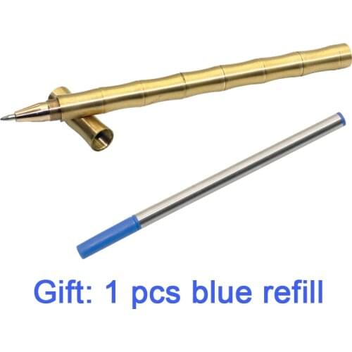 1 Pc Novelty Bamboo Models Brass Handmade Pen Pure Copper Neutral Pen Tactical EDC Copper Black Gel Pen Kawaii Office Supplies