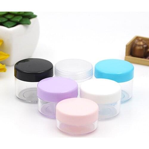 50pcs 10g 15g 20g Round Clear Plastic Cosmetics Jar Makeup Box Nail Art Storage Pot Empty Sample Lotion Face Cream Bottles