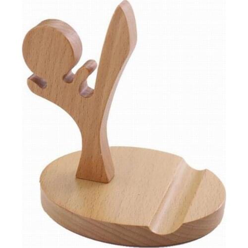 50pcs Universal Unique Wooden Kufung Style Cellphone Holder Stand Bracket For Smart Phones Portable Gifts For Friend