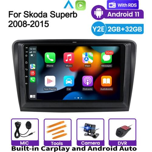 For Skoda Superb 2 B6 Car Radio Multimedia Video Player Navigation GPS Android RDS Support external Rear Camera DVR/Carplay/USB