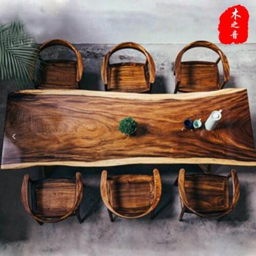 Walnut solid wood big board table Okun Huali log big board tea table furniture boss table