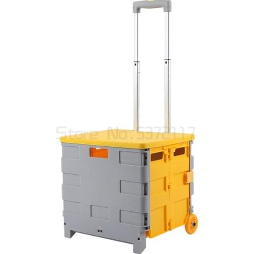 Household new folding supermarket trolley portable vegetable cart storage box hand luggage cart household shopping cart