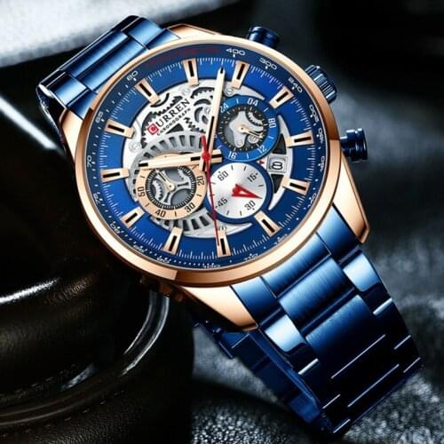 CURREN 8391 Top Luxury Brand Mens Casual Sports Watch Mens Watch, Waterproof Luminous Stainless Steel Mens Wrist Watch