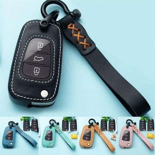 Key cover Leather+TPU for Hyundai i30 i40 IX25 Creta IX35 HB20 Solaris Elantra Accent for Kia K2 K5 Rio Sportage car key case