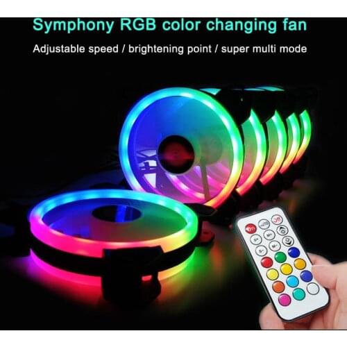 RGB PC Fan 12V 6 Pin 12cm Cooling Cooler Fan with Controller for Computer Silent Gaming Case Computer Cooler Cooling Case Fans