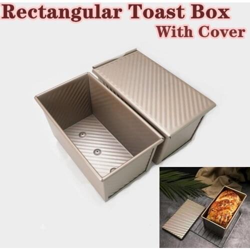 Golden Carbon Steel Toast Mold Rectangular Bread Mold Non-Stick Bellows with Cover Eco-Friendly Baking Tools for Cakes