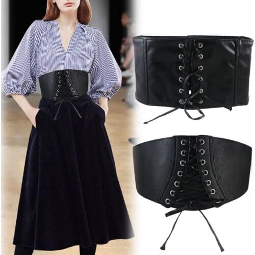 2019 Hot Super Wide Pu Leather Slimming Body Belts For Women Elastic High Waist Belts Female Decorations Corset Cinch Waistband