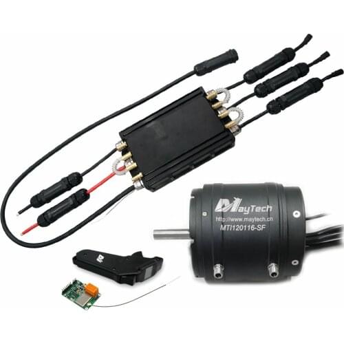 Maytech 18.8KW Watercooled 120116 200KV Brushless Motor 300A ESC V2 Remote for Electric Surfboard Watercraft Boat