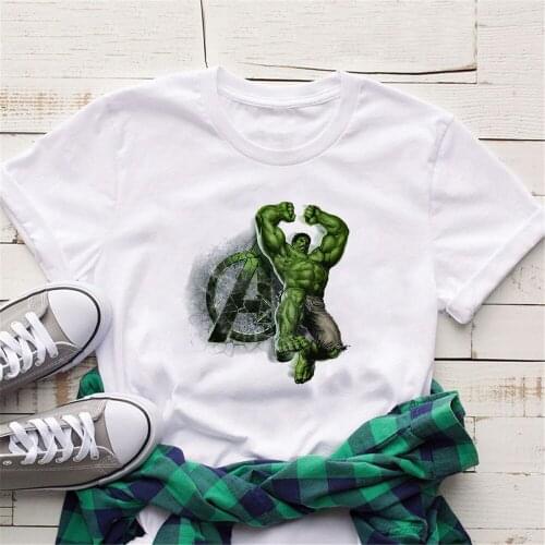 New Fashion Women T Shirts Hulk Marvel The Avengers Superhero Tshirts Harajuku Graphic Streetwear Tee Tops