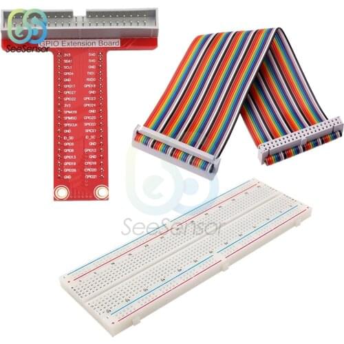 T-type GPIO Expansion Board + Raspberry Pi 40Pin Cable + MB-102 Breadboard PCB Bread Board For Raspberry Pi 3 2 Model B & B