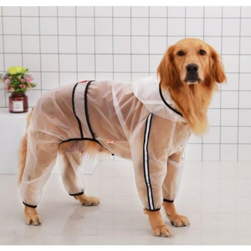 Transparent Dog Raincoat Jumpsuit Rain Coat For Dogs Pet Cloak Labrador Waterproof Golden Retriever Jacket Pet Clothing