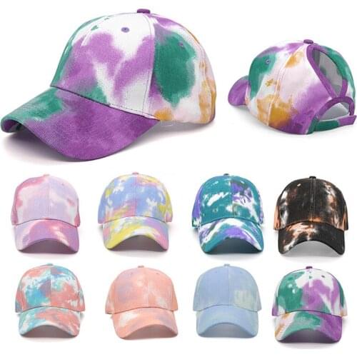 Adjustable Baseball Tie Dye Ponytail Hat Men Women Camp Brim Dad Embroidered Hip Hop Female Snapback Peaked Hat
