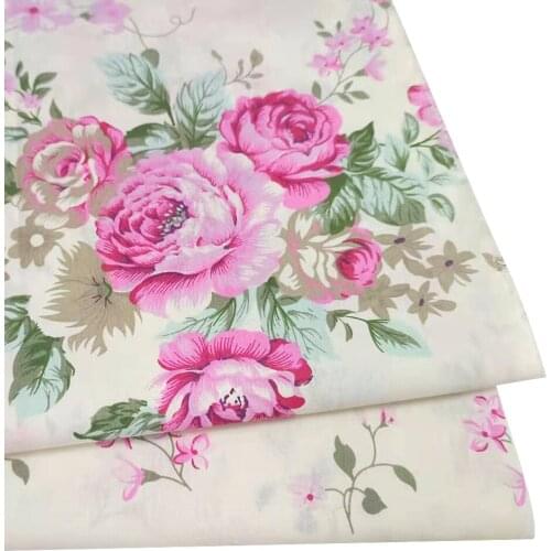 Pink Peony Cotton Fabric Cotton Dress Cloth For Quilting DIY Sewing Craft Material