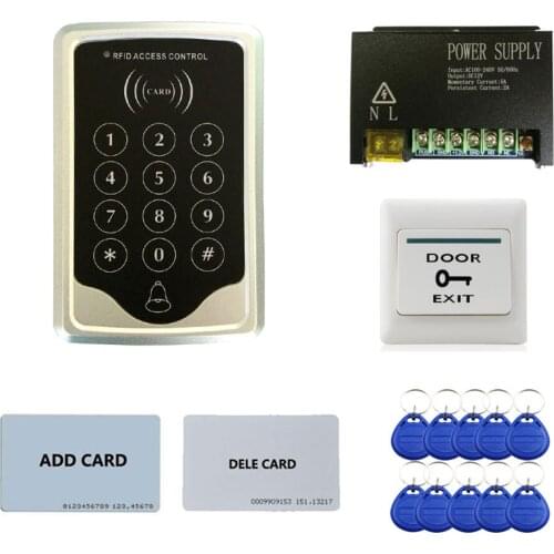 Access Control System DIY Kit + RFID ID keypad standalone controller + Power Supply +exit button + lock for various doors